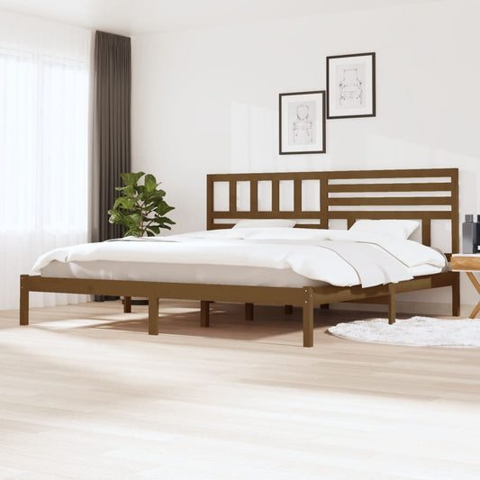 vidaXL Bed Frame Honey Brown 180x200cm Super King Size Solid Wood Pine