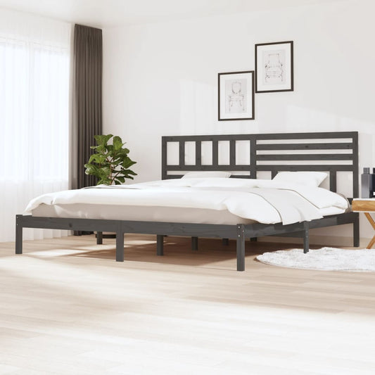 vidaXL Bed Frame Grey Solid Wood Pine 200x200 cm