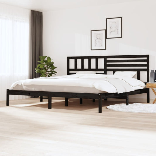 vidaXL Bed Frame Black Solid Wood Pine 200x200 cm