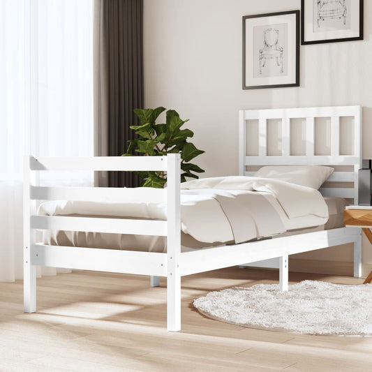 vidaXL Bed Frame White Solid Wood 90x200 cm