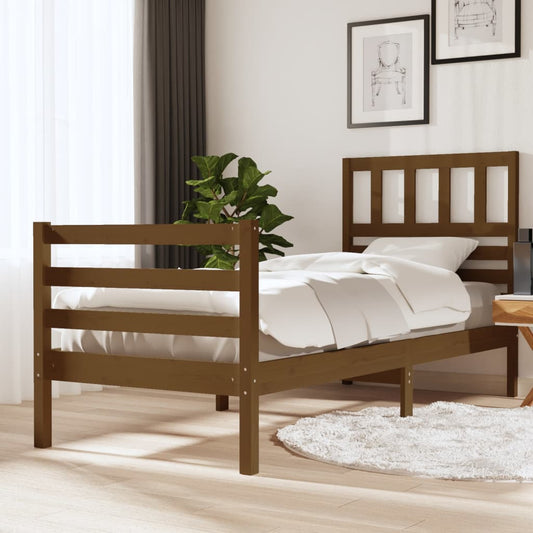vidaXL Bed Frame Honey Brown Solid Wood 90x200 cm