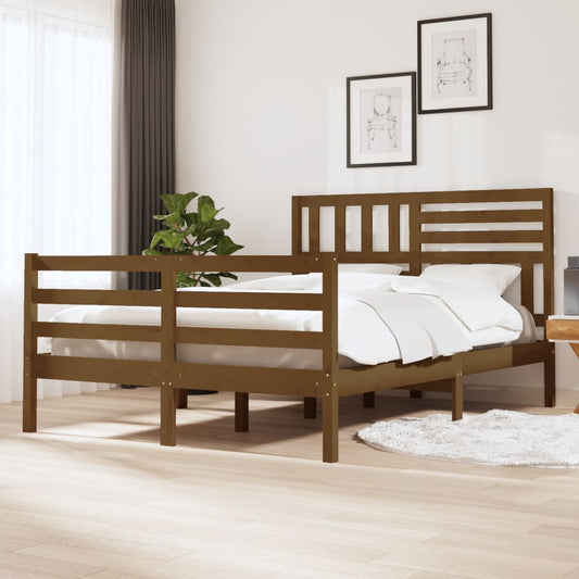 vidaXL Bed Frame Honey Brown Solid Wood 140x200 cm