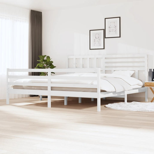 vidaXL Bed Frame White 180x200 cm Super King Size Solid Wood