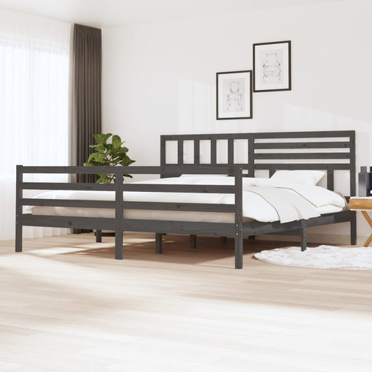 vidaXL Bed Frame Grey Solid Wood 200x200 cm