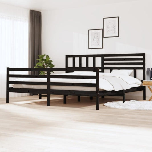 vidaXL Bed Frame Black Solid Wood 200x200 cm