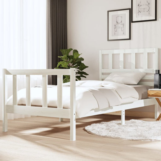 vidaXL Bed Frame White 90x190 cm Single Solid Wood