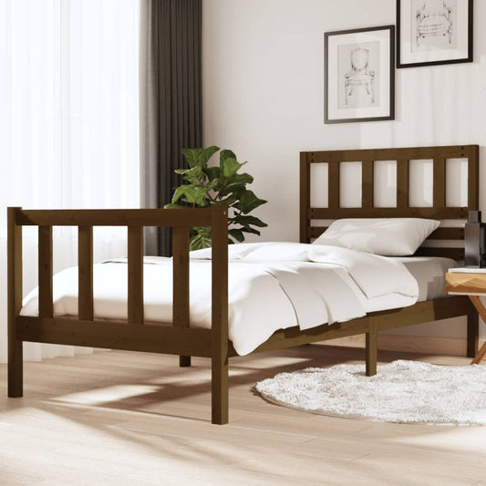 vidaXL Bed Frame Honey Brown 90x190 cm Single Solid Wood