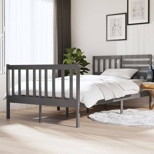 vidaXL Bed Frame Grey 120x190 cm Small Double Solid Wood