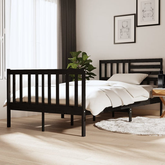 vidaXL Bed Frame Black 120x190 cm Small Double Solid Wood