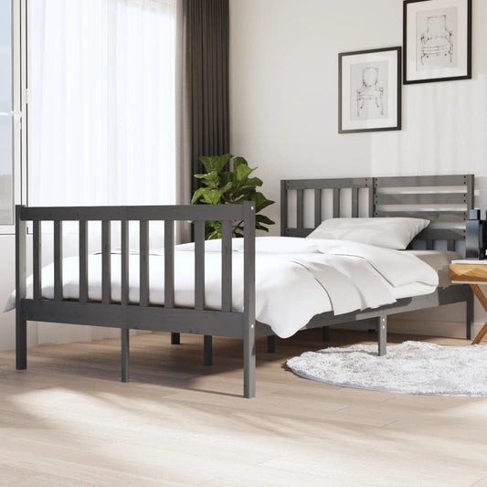 vidaXL Bed Frame Grey Solid Wood 140x190 cm