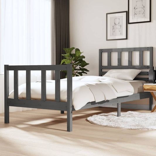 vidaXL Bed Frame Grey Solid Wood 90x200 cm