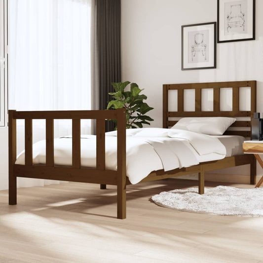 vidaXL Bed Frame Honey Brown Solid Wood 100x200 cm