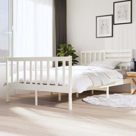 vidaXL Bed Frame White Solid Wood 120x200 cm