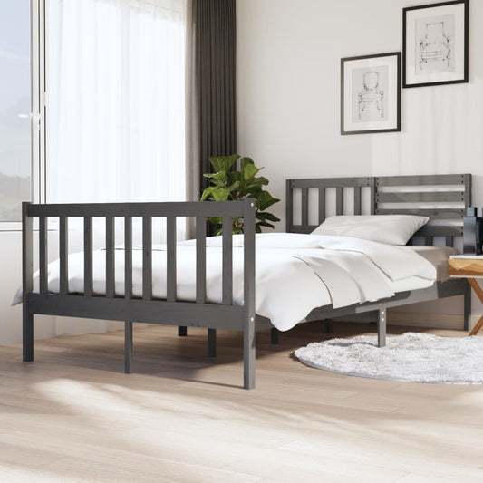 vidaXL Bed Frame Grey Solid Wood 120x200 cm