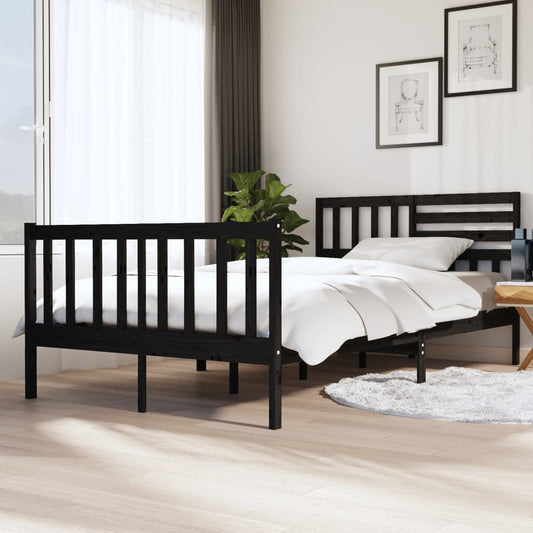 vidaXL Bed Frame Black Solid Wood 120x200 cm