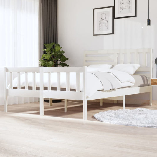 vidaXL Bed Frame White Solid Wood 140x200 cm