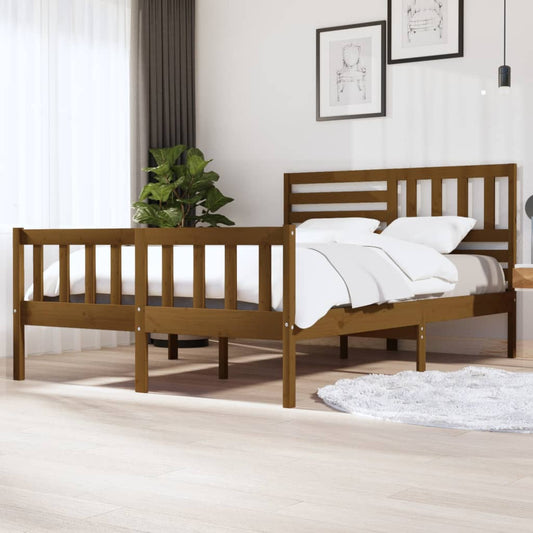 vidaXL Bed Frame Honey Brown 150x200 cm King Size Solid Wood