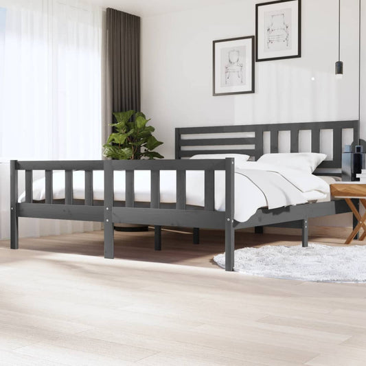 vidaXL Bed Frame Grey Solid Wood 200x200 cm