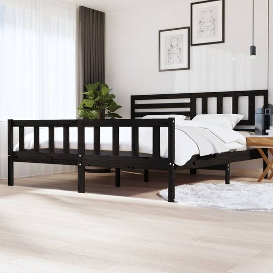vidaXL Bed Frame Black Solid Wood 200x200 cm