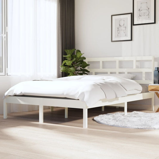 vidaXL Bed Frame White 120x190 cm Small Double Solid Wood