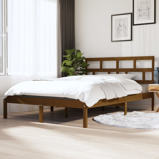 vidaXL Bed Frame Honey Brown 135x190 cm Double Solid Wood