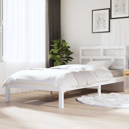 vidaXL Bed Frame White Solid Wood Pine 90x200 cm