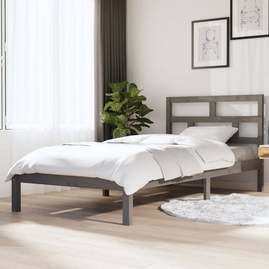 vidaXL Bed Frame Grey Solid Wood Pine 90x200 cm