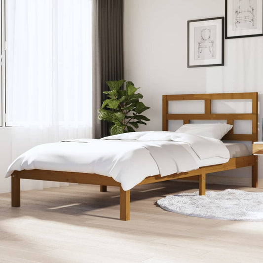 vidaXL Bed Frame Honey Brown Solid Wood Pine 90x200 cm