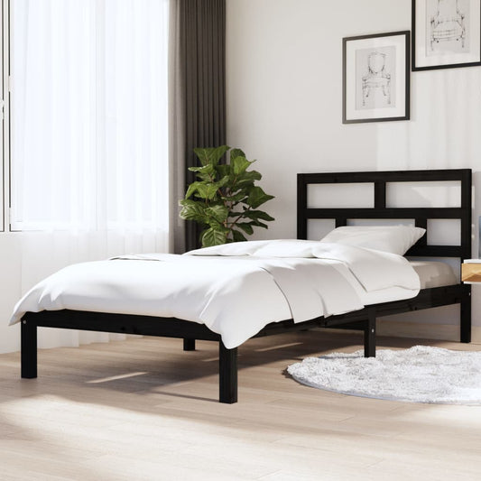 vidaXL Bed Frame Black Solid Wood Pine 100x200 cm