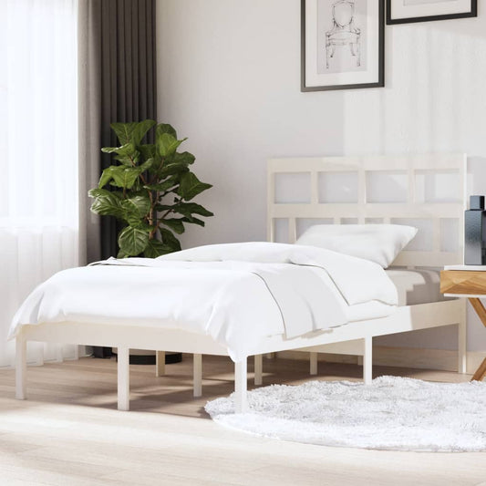 vidaXL Bed Frame White Solid Wood Pine 120x200 cm