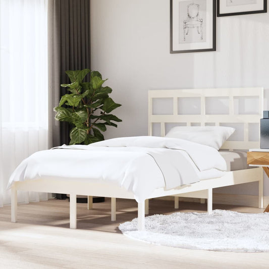 vidaXL Bed Frame White Solid Wood Pine 140x200 cm