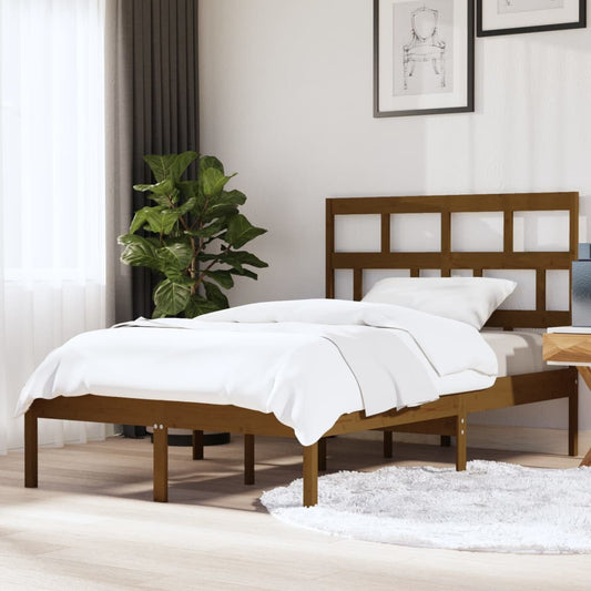 vidaXL Bed Frame Honey Brown Solid Wood Pine 140x200 cm