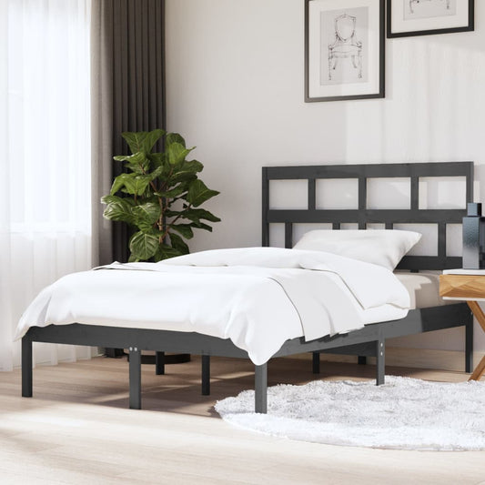 vidaXL Bed Frame Grey 150x200 cm King Size Solid Wood