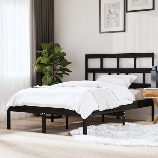 vidaXL Bed Frame Black 150x200 cm King Size Solid Wood