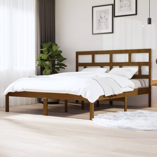 vidaXL Bed Frame Honey Brown Solid Wood Pine 160x200 cm