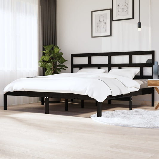 vidaXL Bed Frame Black Solid Wood Pine 200x200 cm