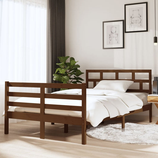 vidaXL Bed Frame Honey Brown 120x190 cm Small Double Solid Wood