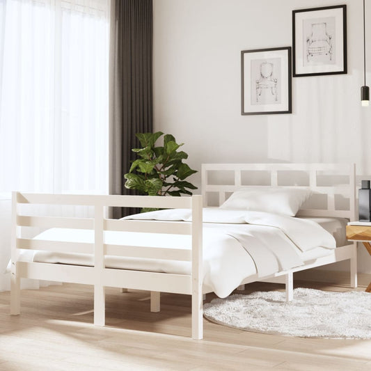 vidaXL Bed Frame White 135x190 cm Double Solid Wood