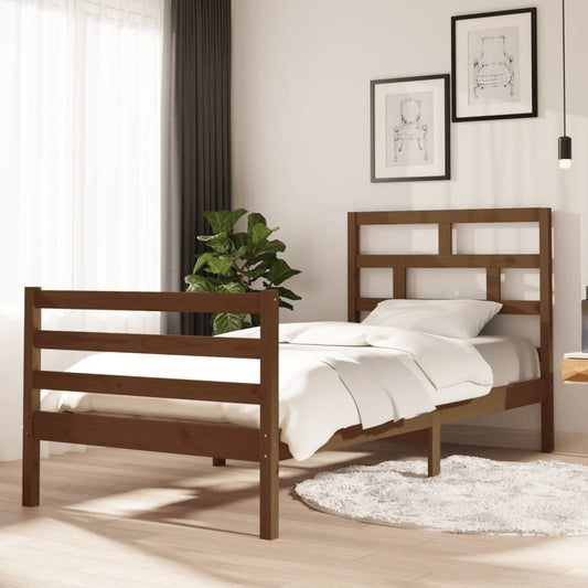 vidaXL Bed Frame Honey Brown Solid Wood Pine 90x200 cm