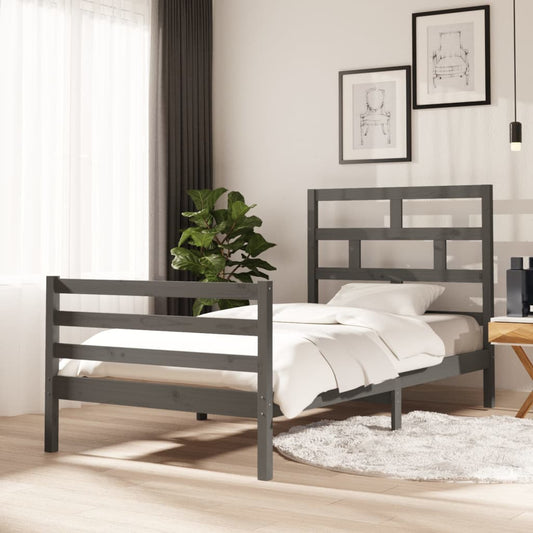 vidaXL Bed Frame Grey Solid Wood Pine 100x200 cm