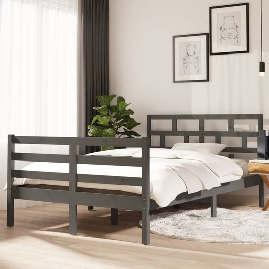 vidaXL Bed Frame Grey Solid Wood Pine 120x200 cm