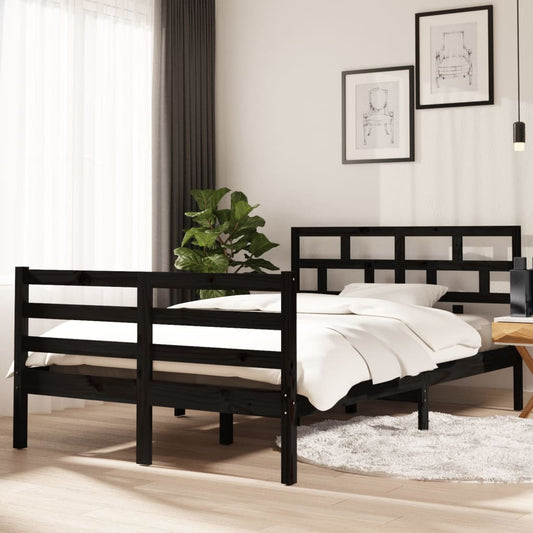 vidaXL Bed Frame Black Solid Wood Pine 120x200 cm