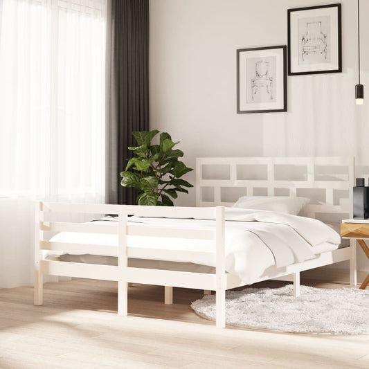 vidaXL Bed Frame White Solid Wood Pine 140x200 cm