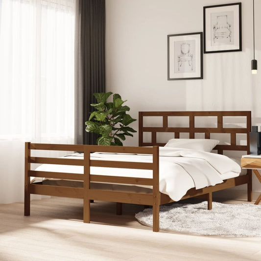vidaXL Bed Frame Honey Brown Solid Wood Pine 140x200 cm
