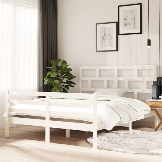 vidaXL Bed Frame White Solid Wood 150x200 cm King Size