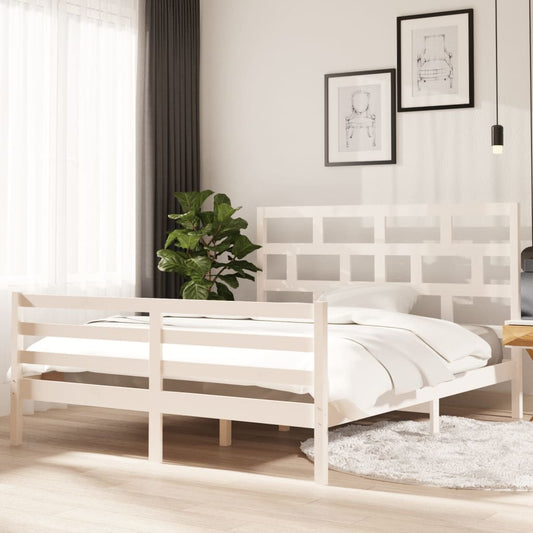 vidaXL Bed Frame White Solid Wood Pine 160x200 cm
