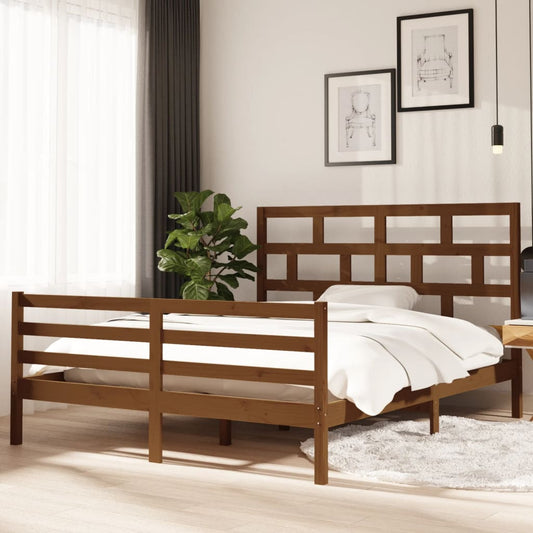 vidaXL Bed Frame Honey Brown Solid Wood Pine 160x200 cm