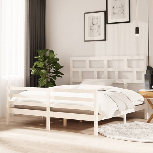 vidaXL Bed Frame White Solid Wood 180x200 cm Super King Size