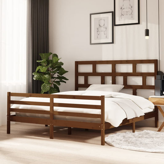 vidaXL Bed Frame Honey Brown Solid Wood 180x200 cm Super King Size