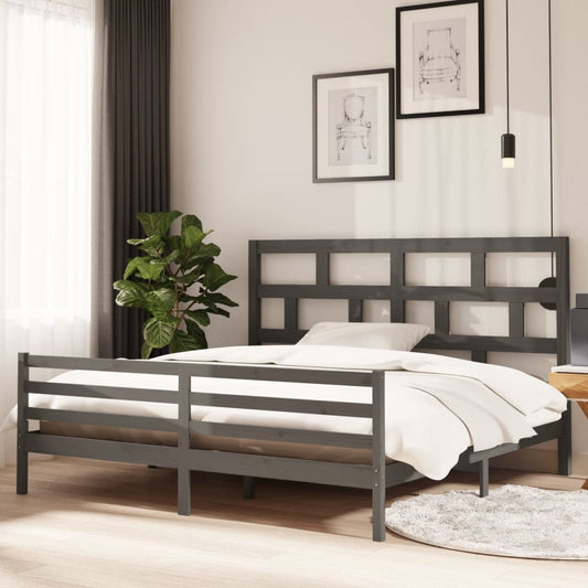 vidaXL Bed Frame Grey Solid Wood Pine 200x200 cm